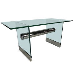 Chrome and Glass Dining Table / Writing Desk by Pace 5