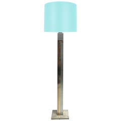 Mod 1970s Brushed Steel and Brass Floor Lamp by Pierre Cardin for Laurel