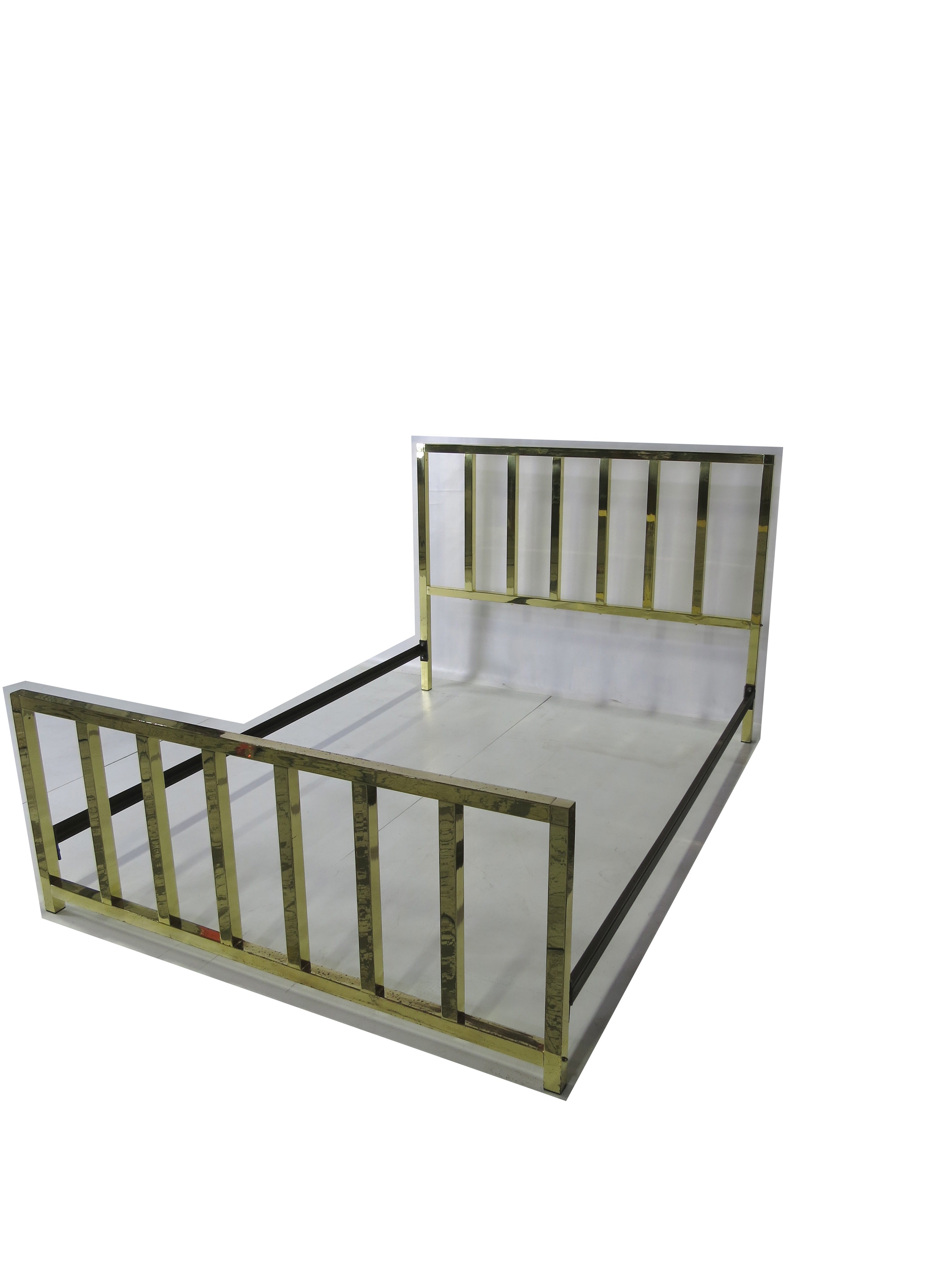 Modernist Polished Brass Queen Bed Frame