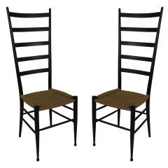 Pair of High Back Chairs in the style of Gio Ponti Pair of High Back Chairs in the style of Gio Ponti