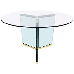 Large Scale Brass Delta Base Dining Table by Pace