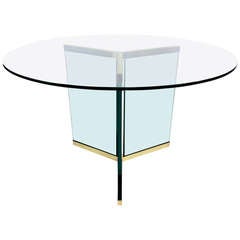 Large Scale Brass Delta Base Dining Table by Pace