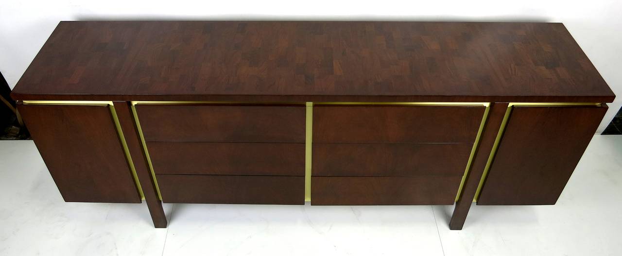 Brushed Walnut and Brass Dresser by John Widdicomb