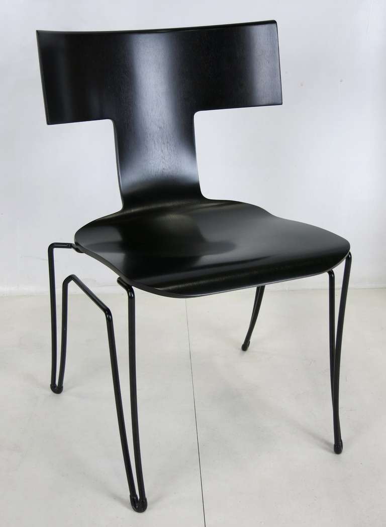 Iconic Anziano Chair by John Hutton for Donghia.  The chair has been refinished in very deep brown lacquer and is in mint condition.