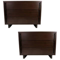 Pair of Walnut Bachelors Chests in the Style of Paul Laszlo