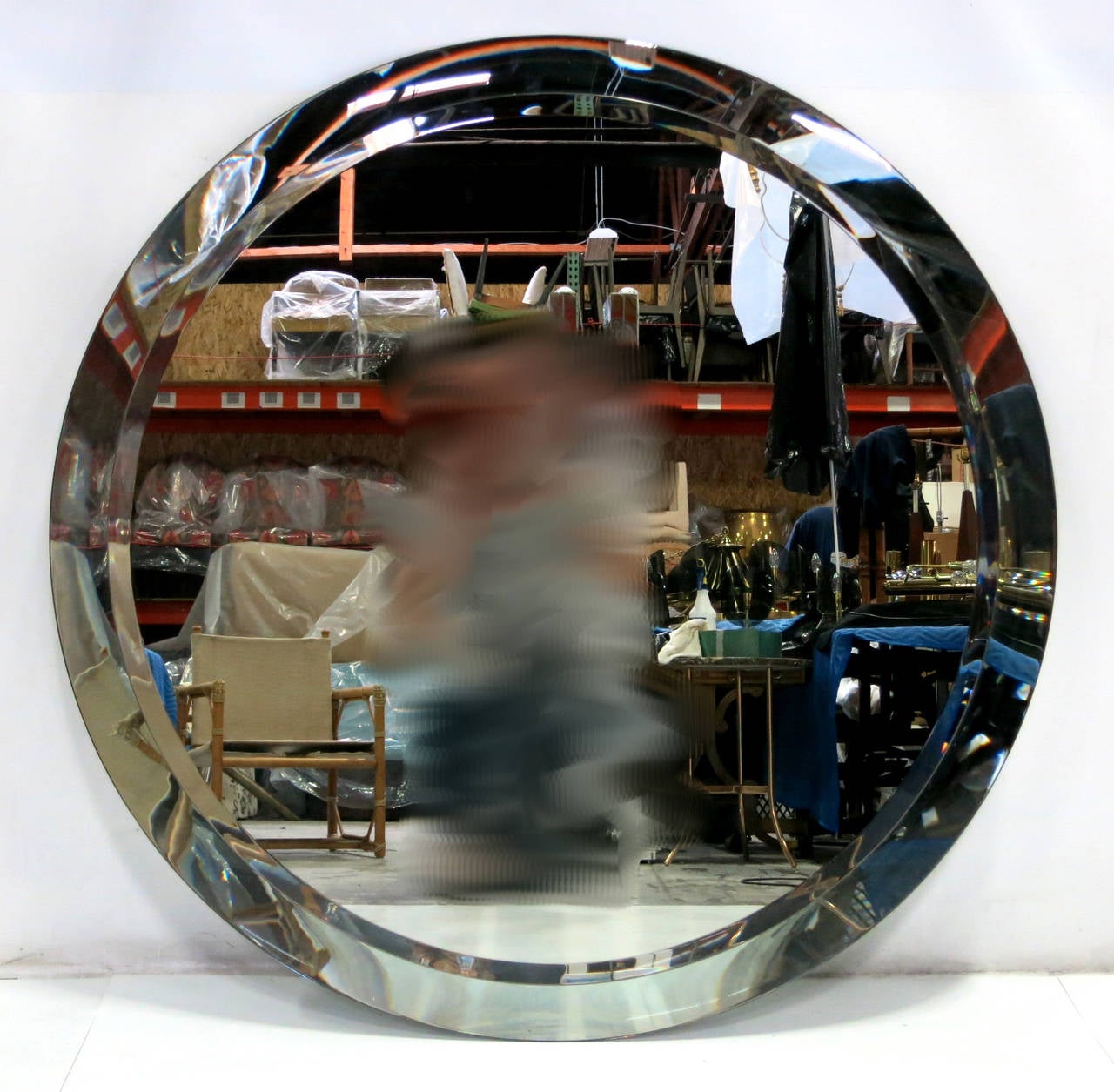 Beveled Frameless Mirror-on-Mirror in the Style of Fontana Arte