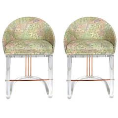 Pair of Lucite and Brass Counter Stools by Lion in Frost 4