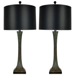 Pair of Sculpted Bronze Table Lamps