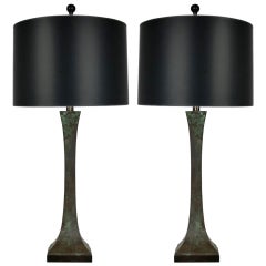 Pair of Sculpted Bronze Table Lamps