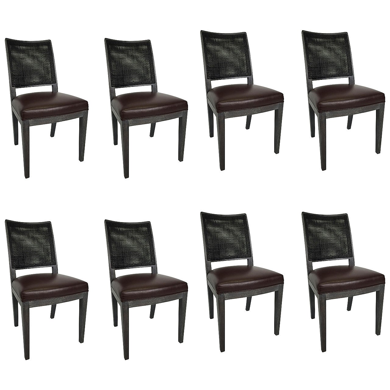 Set of Eight Cerused Oak Calipso Dining Chairs by B&B Italia