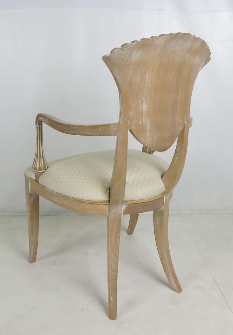Late 20th Century Set of Six Italian NeoClassical Fan Back Side Chairs