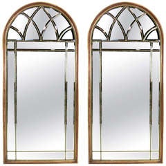 Retro Monumental Pair of Italian Arch Top Mirrors