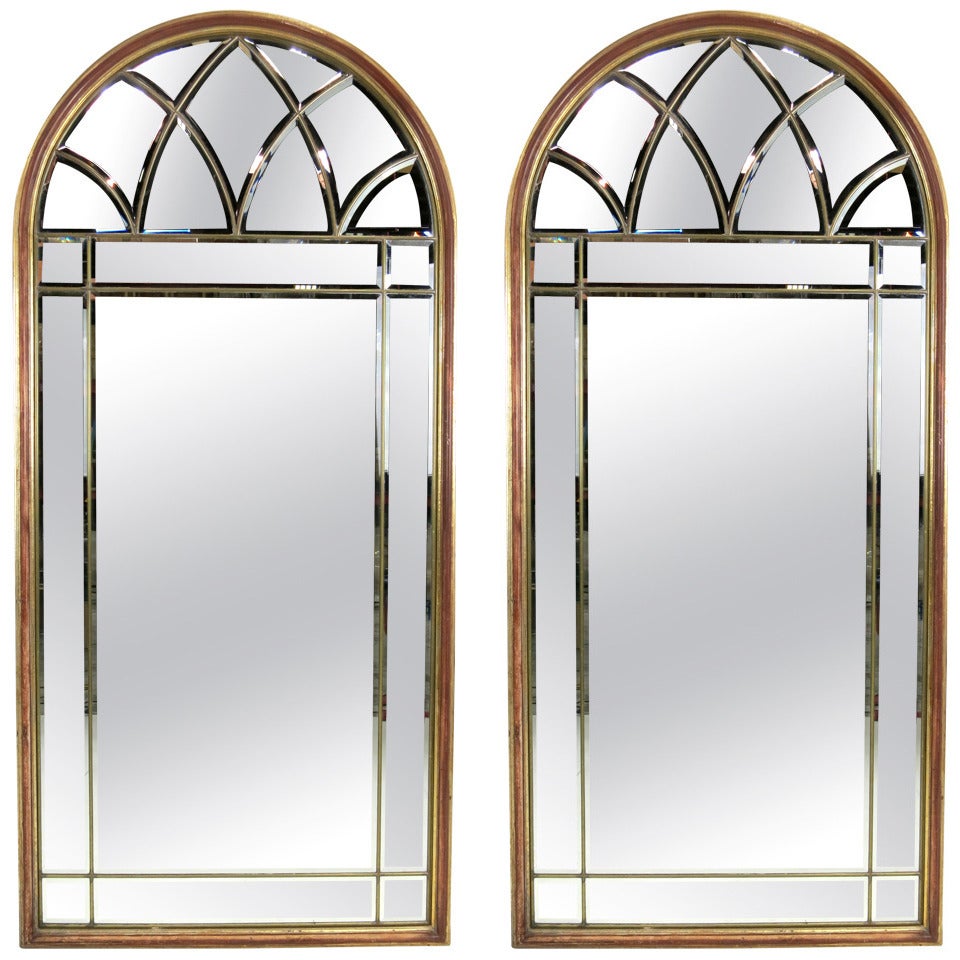 Monumental Pair of Italian Arch Top Mirrors
