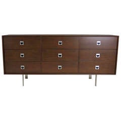 Walnut Dresser with Stainless Steel Legs