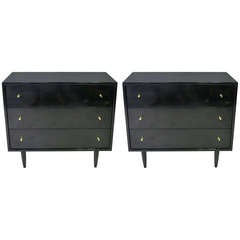 Pair of French Polished Lacquer Bachelors Chests attr. Paul McCobb