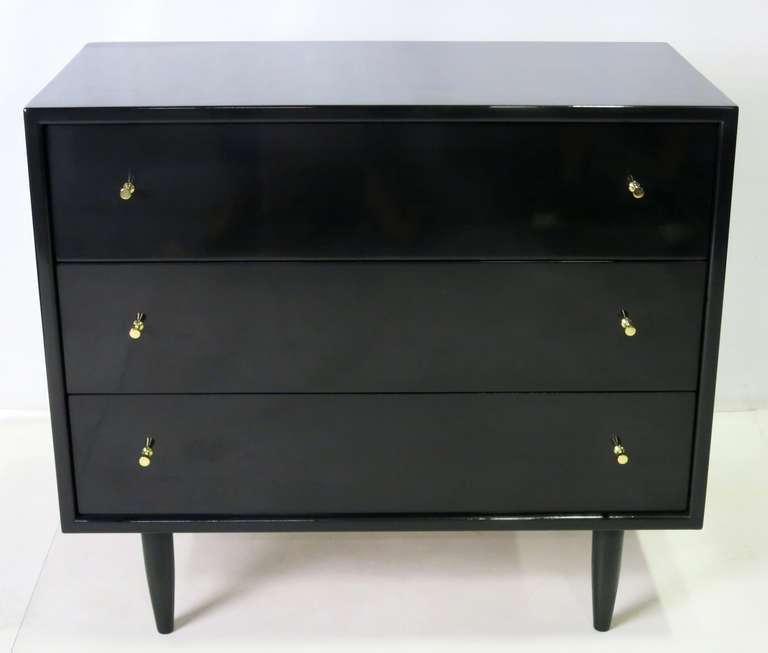 Pair of French Polished Lacquer Bachelors Chests attr. Paul McCobb