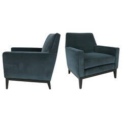 Pair of Velvet Club Chairs by Edward Wormley for Dunbar