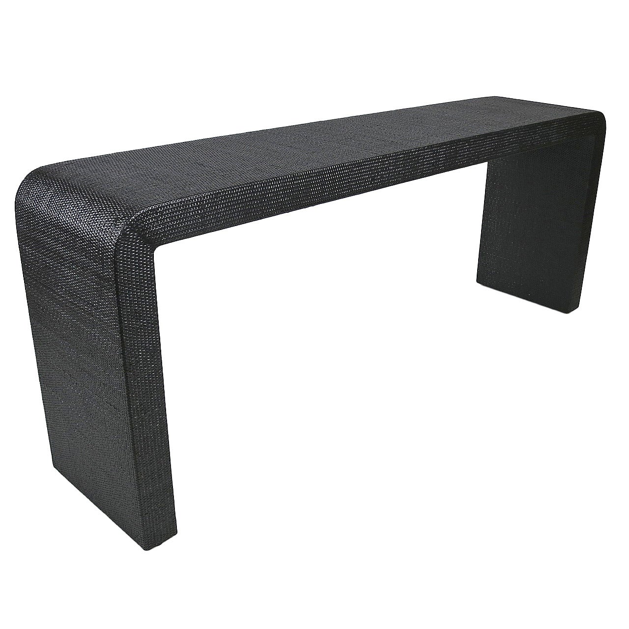 Lacquered Raffia Waterfall Edge Console