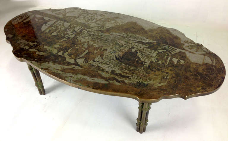 Modern Fine Bronze Coffee Table by Philip and Kelvin LaVerne