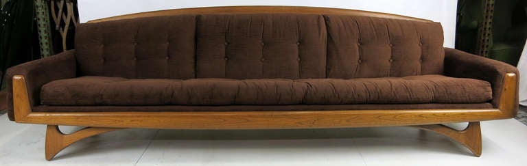 Sculptural Walnut Trimmed Sofa in the Style of Adrian Pearsall In Good Condition In Danville, CA