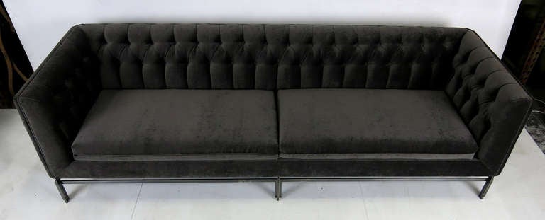 American Tufted Velvet Sofa with Gunmetal Base by Stow Davis