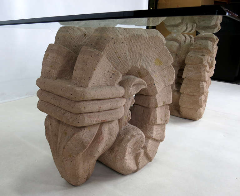 Unknown Large Scale Carved Stone Ram's Head Coffee Table