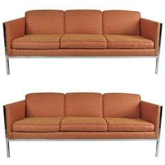 Pair of Chrome Framed Sofas by Milo Baughman 3