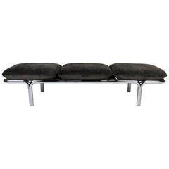 Large Scale Modernist Chrome Gallery Bench by Metropolitan 12