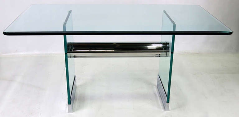 Chrome and Glass Writing Desk by Pace