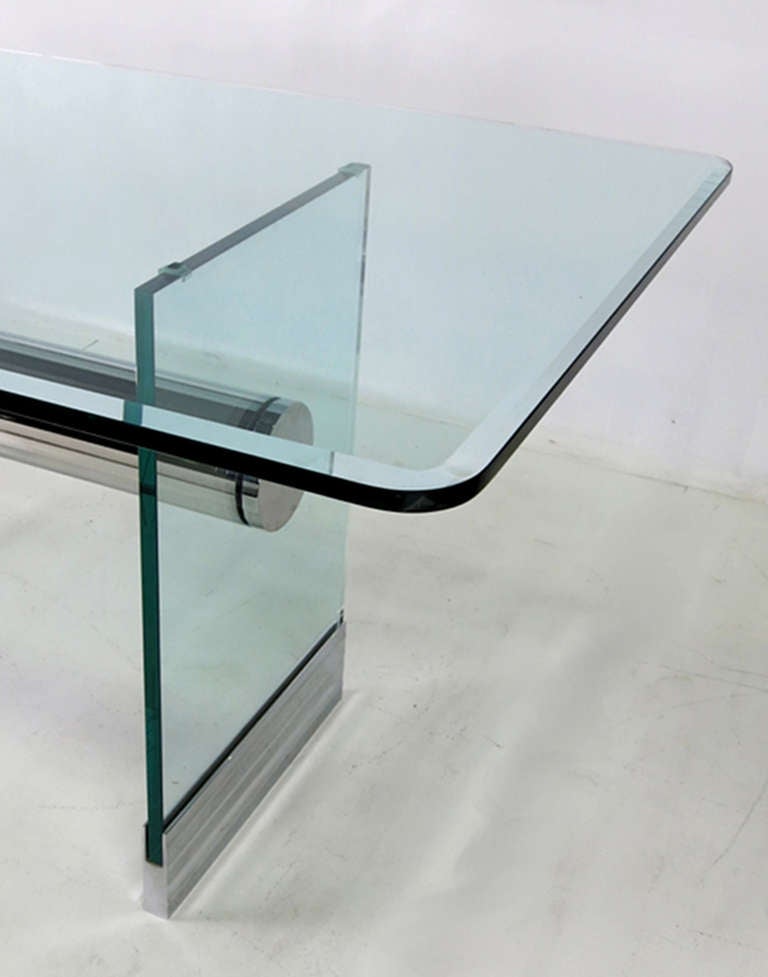 American Chrome and Glass Writing Desk by Pace