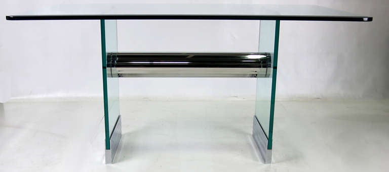 Late 20th Century Chrome and Glass Writing Desk by Pace