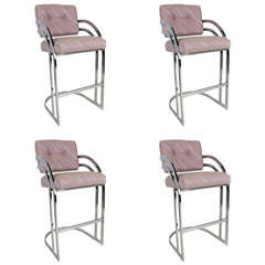 Set of Four Milo Baughman Style Barstools for DIA