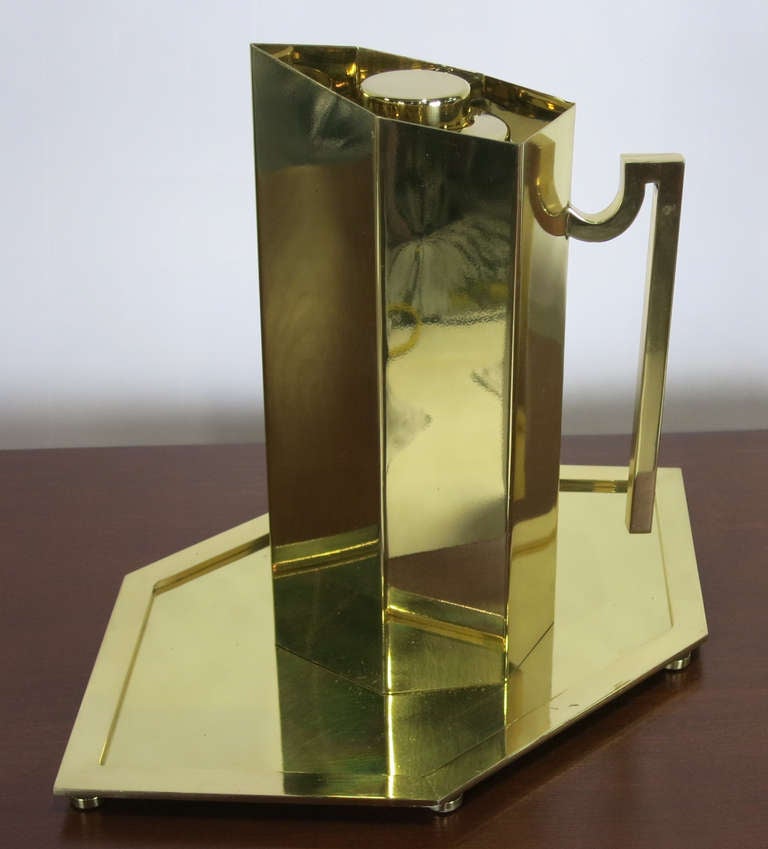 Modern Brass Pitcher and Tray by Charles Hollis Jones