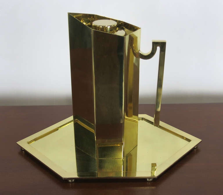 American Brass Pitcher and Tray by Charles Hollis Jones