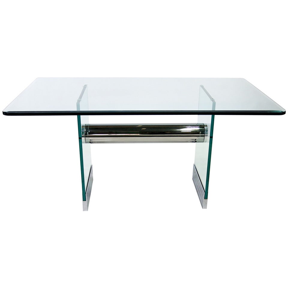 Chrome and Glass Writing Desk by Pace