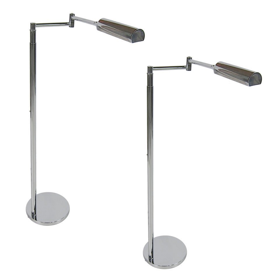 Pair of Chrome Extension Pharmacy Lamp by Koch & Lowy