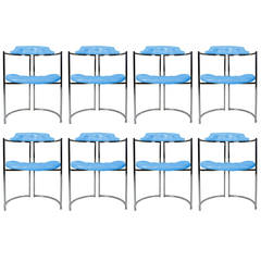 Set of Eight Chrome Barrel Dining Chairs
