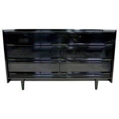 French Polished Black Lacquer Dresser, Attributed to Edmond Spence 12