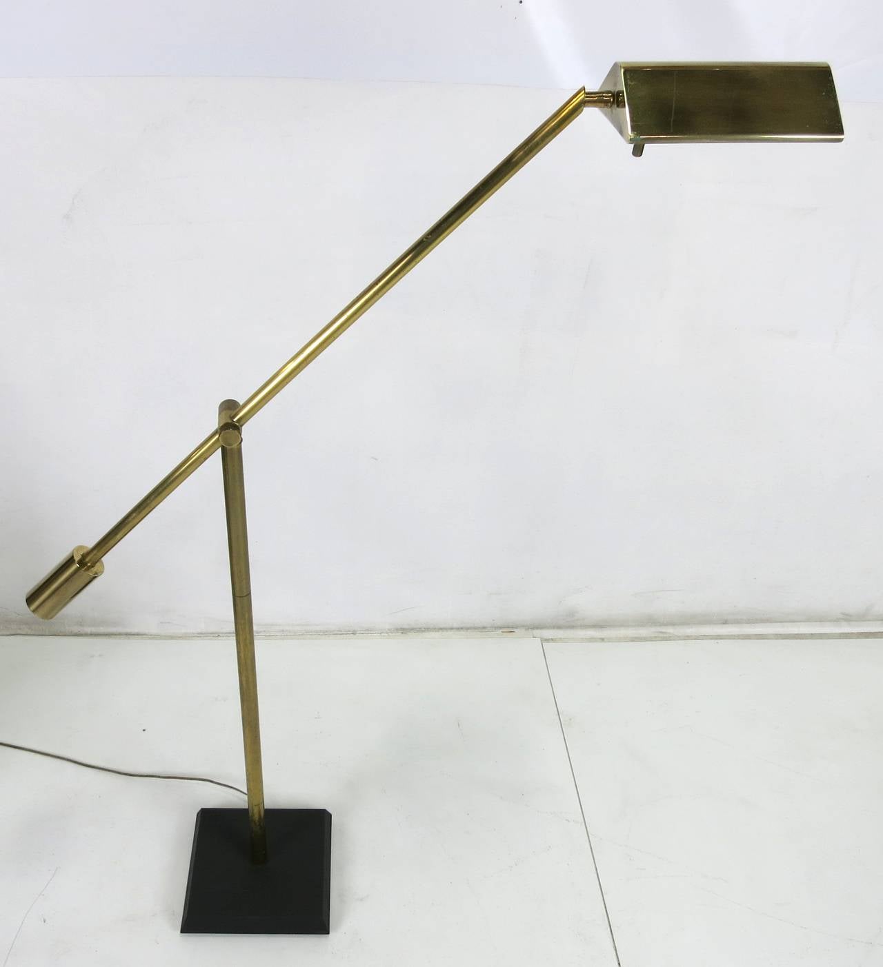 Fine vintage brass pharmacy lamp with adjustable swinging arm by Frederick Cooper.