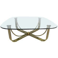 Rare Brass "Suspension" Coffee Table by Mastercraft