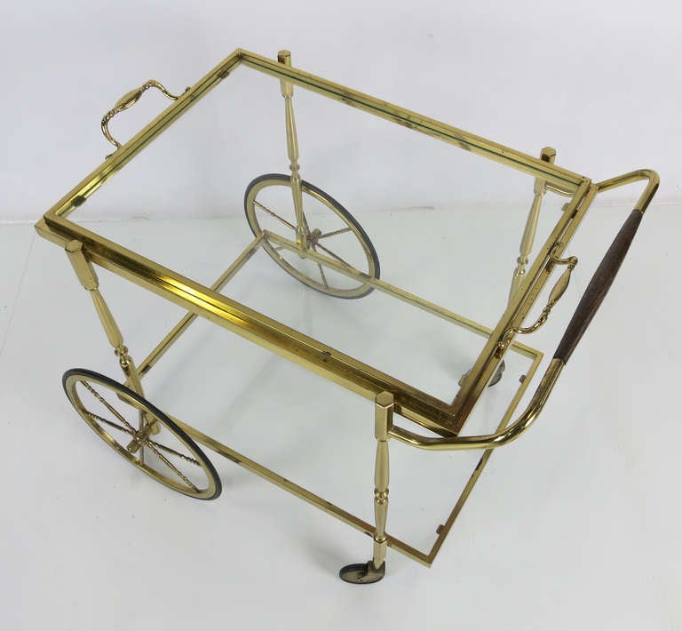 Mid-20th Century Chiavari Style Italian Brass Bar Cart w/Removable Tray Top