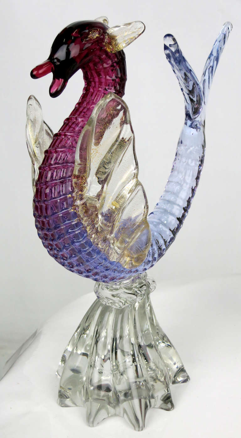 Neoclassical Revival Fantastic Murano Glass Hippocampus by Alfredo Barbini