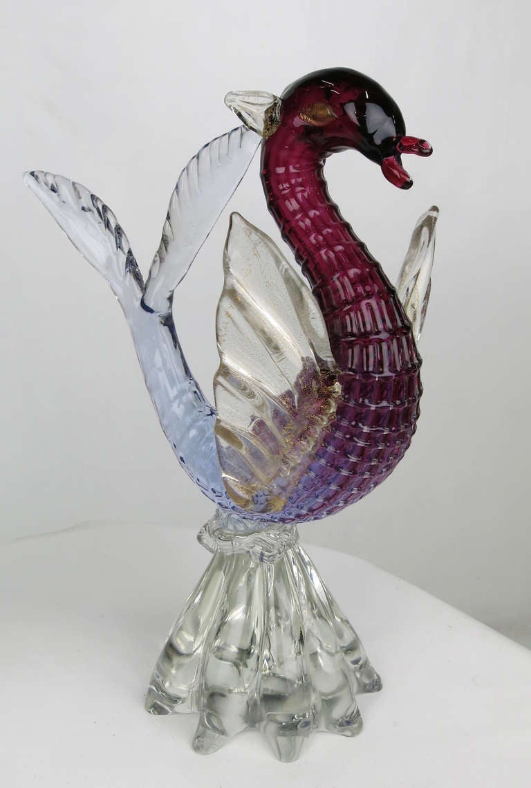 Italian Fantastic Murano Glass Hippocampus by Alfredo Barbini