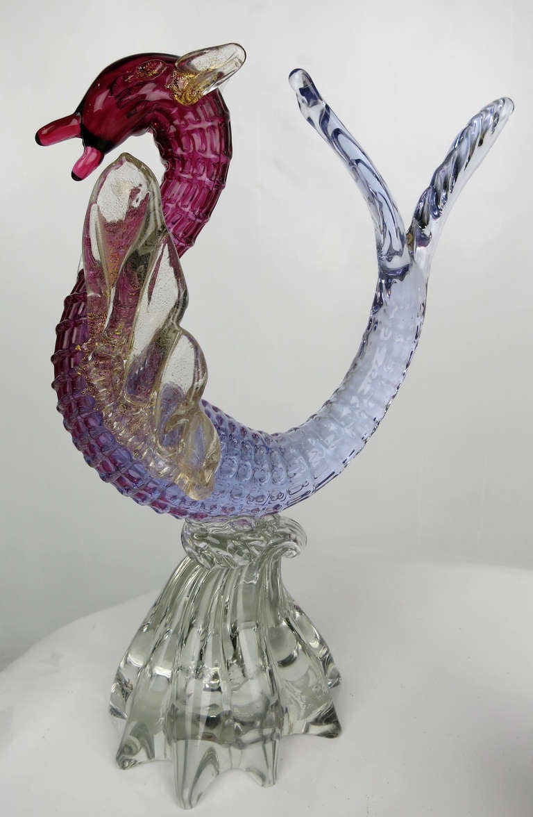 Fantastic Murano Glass Hippocampus by Alfredo Barbini In Excellent Condition In Danville, CA