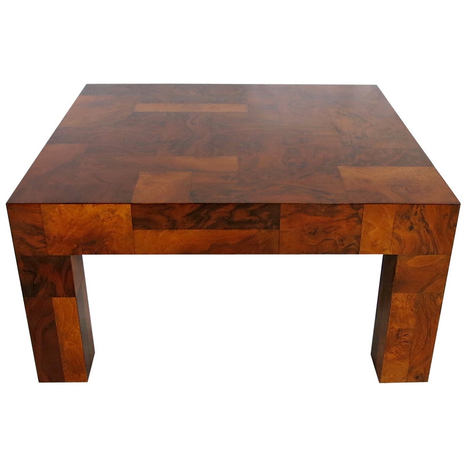 Patchwork Walnut Burl Coffee Table by Paul Evans for Directional