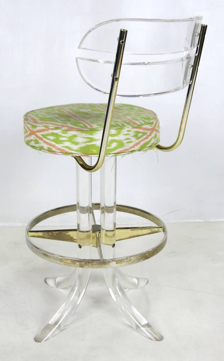 Pair of Lucite and Brass Counter Stools by Hill Mfg.. at 1stDibs