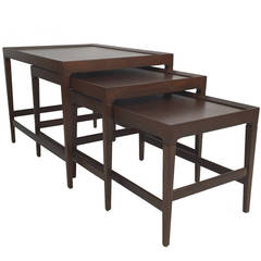 Set of Three Modernist Walnut Nesting Tables 4