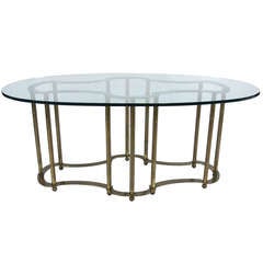 Brass Cartouche Form Dining Table by Mastercraft