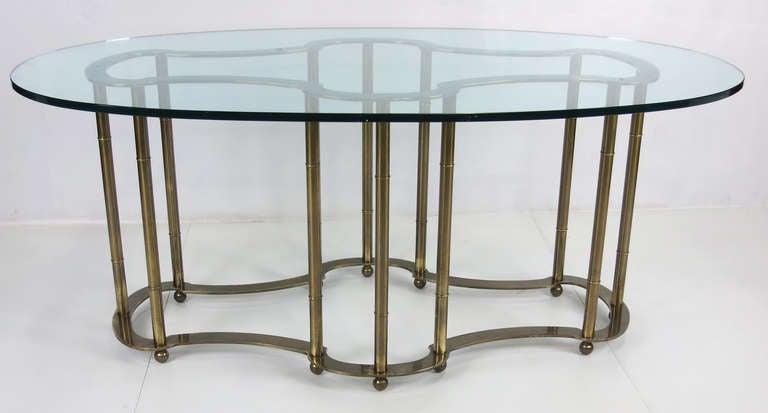 Brass Cartouche Form Dining Table by Mastercraft