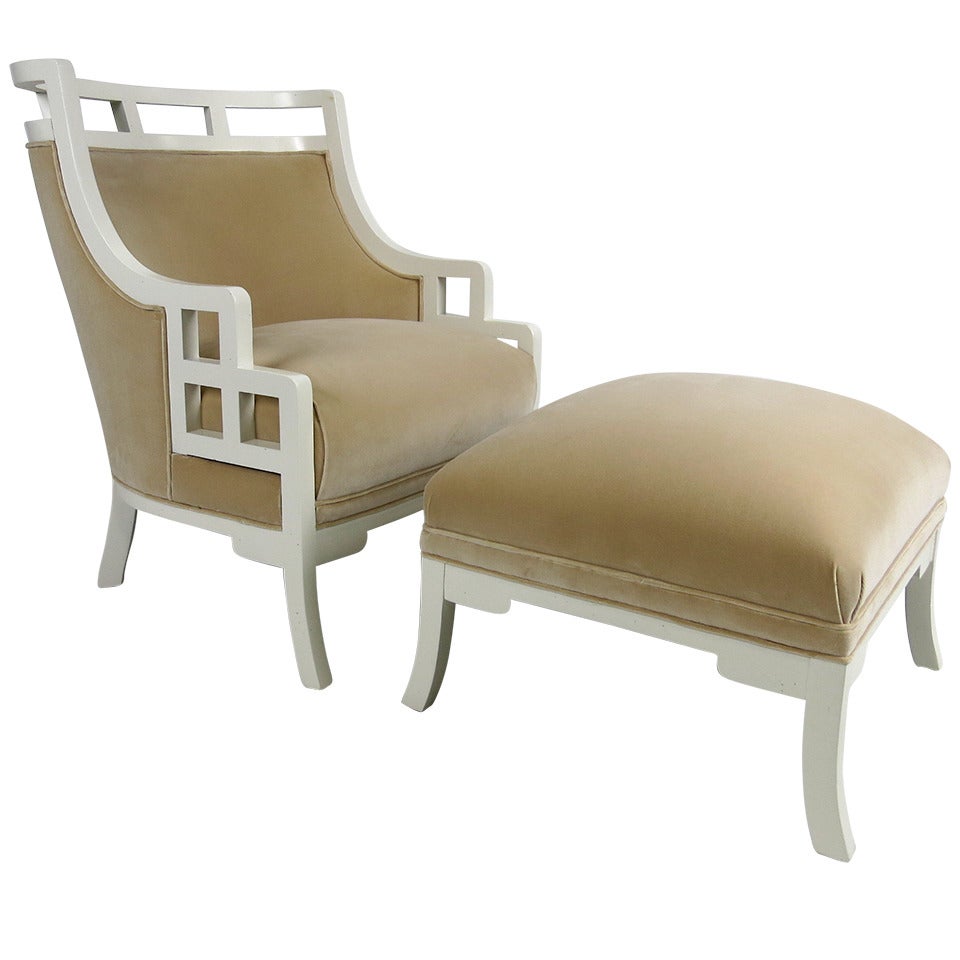 Pair of "Wallis Simpson" Lounge Chairs with Ottomans by Jay Spectre